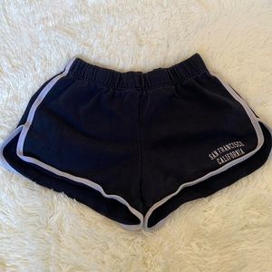 Navy dark blue and white hems, with embroidered San Francisco California shorts